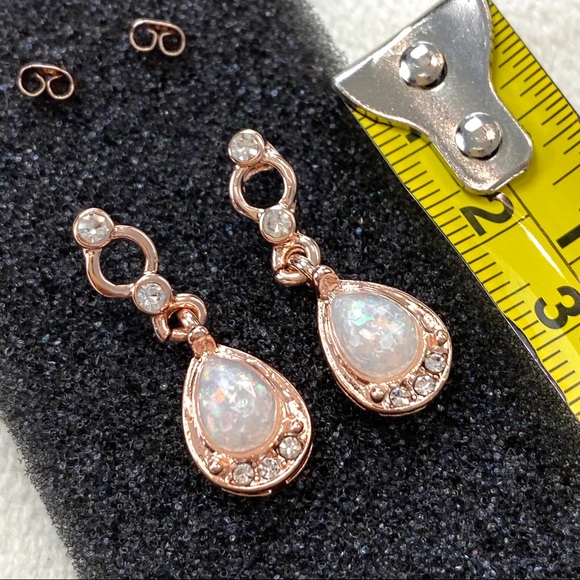 18k Rosegold Filled White Opal Drop Earrings - Picture 5 of 7